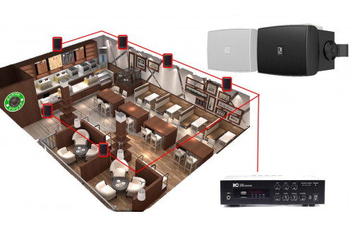 Акустическая система для ресторана, кафе 6 настенных колонки AUDAC WX302